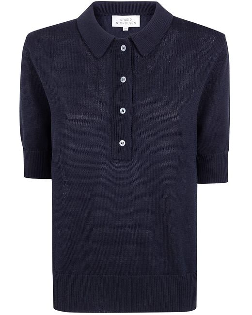 Studio Nicholson Black "Knitted Polo" Top