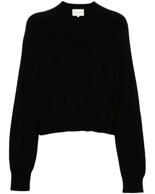 Loulou de Saison Black "Anzor" Lds V Neck Boxy Sweater
