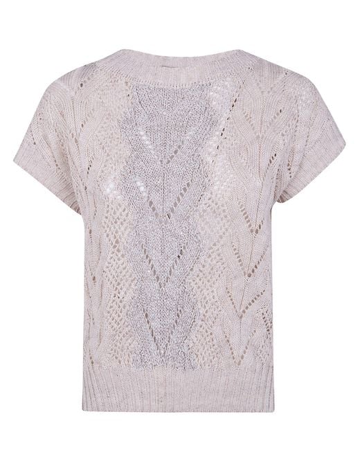 D.exterior Gray D. Exterior Braids Linen Crystals Boat Neck Sweater