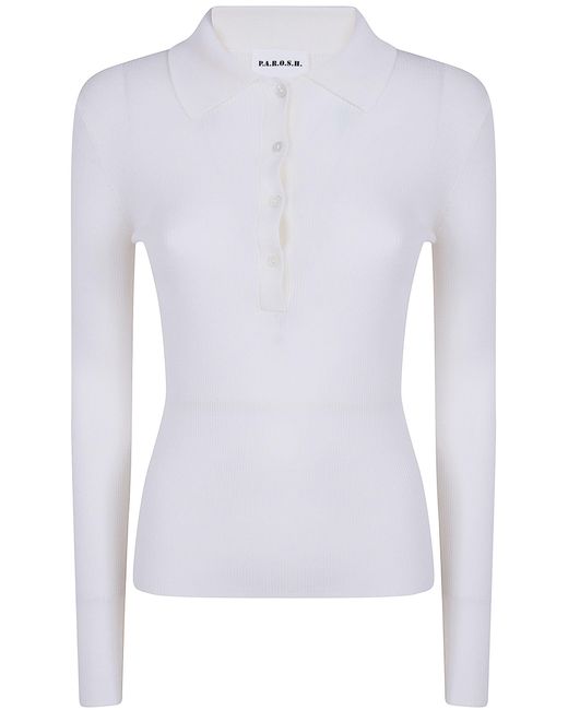 P.A.R.O.S.H. White P. A.R. O.S. H. Sweater Wool Polo Neck "D540508.Long 002 Cream"