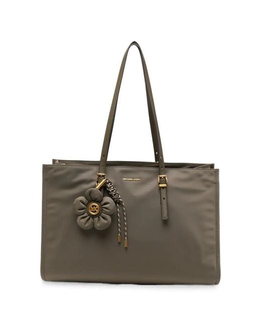MICHAEL Michael Kors Brown Handbag With Flower Charm "Lg Bw Mf Tz Tote Bag"