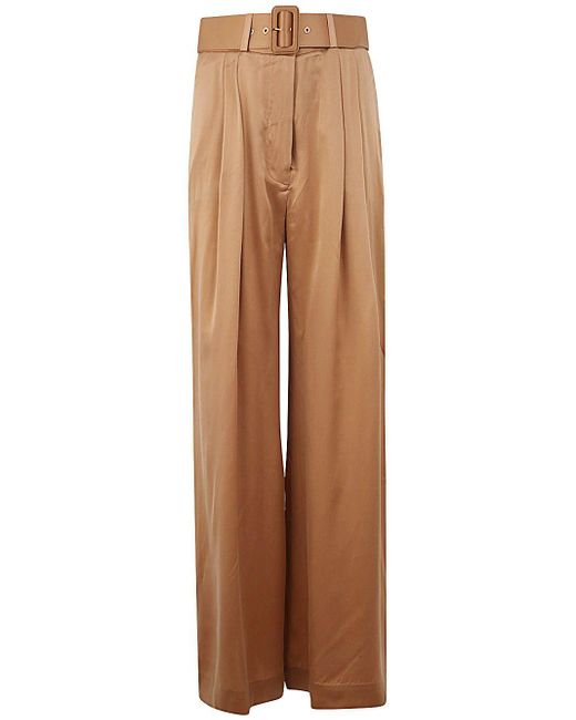 Zimmermann Brown Silk Wide-leg Trousers