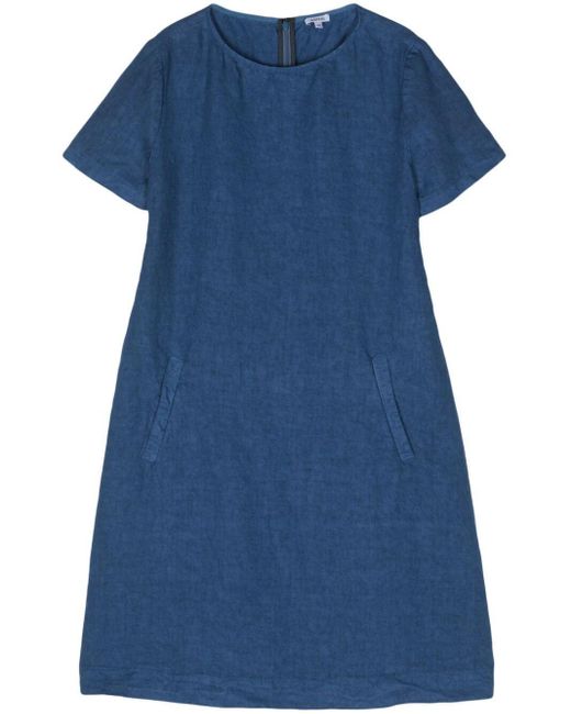 Aspesi Blue Crew-neck Linen Dress