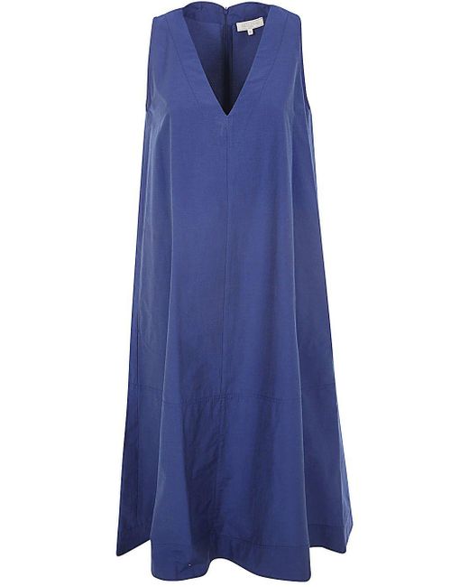 Antonelli Blue Melania Sleeveless V Neck Dress