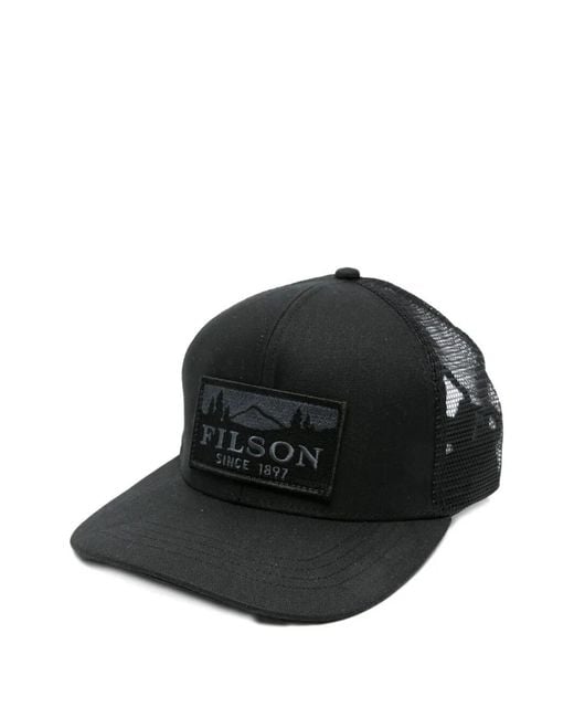 Filson Black Scenic Waxed Logger Mesh Cap for men