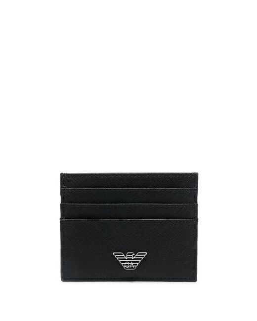 Emporio Armani Black Leather Credit Card Case for men