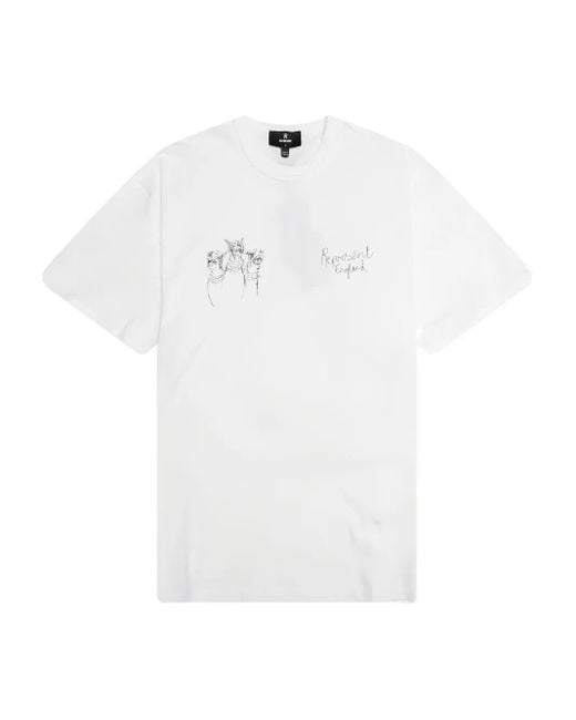 Represent White "Hand Drawn Thoroughbred Dogs" T-Shirt for men