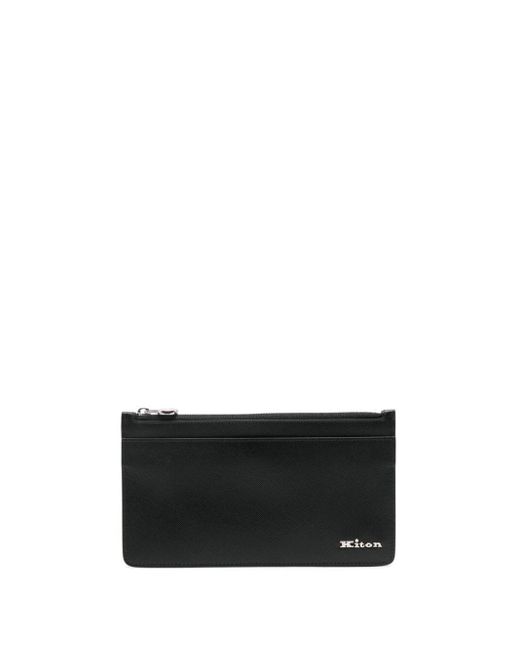 Kiton White Logo-lettering Leather Wallet for men