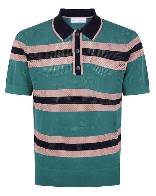 Dries Van Noten Green "Mercy Stripe" Polo Shirt for men