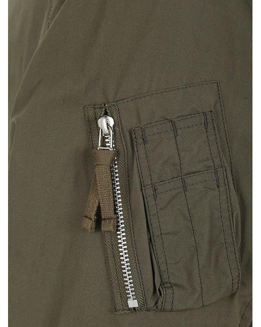 Comme des Garçons Green Washed Cotton Bomber Jacket With Side Zipper for men
