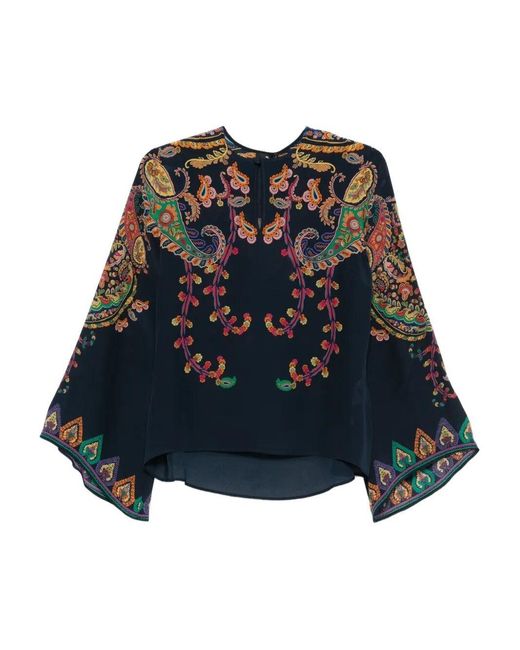 Etro Blue Printed Scarf Cape