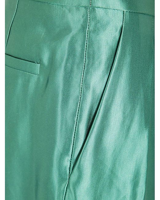 Giorgio Armani Green Polished Double Pences Pants Clothing