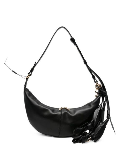 Max Mara Black Shoulder Bag With Feathers "Spx Argenta"