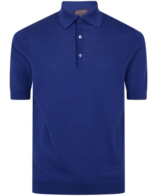 FILIPPO DE LAURENTIIS Blue Short Sleeves Polo Shirt for men