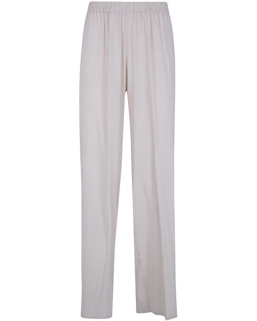 Rossopuro White Long Silk Trousers