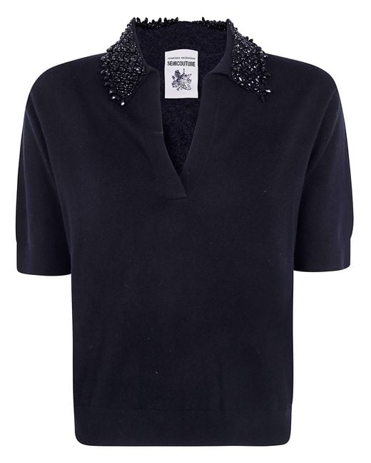 Semicouture Blue Polo Short Sleeves "Margy"