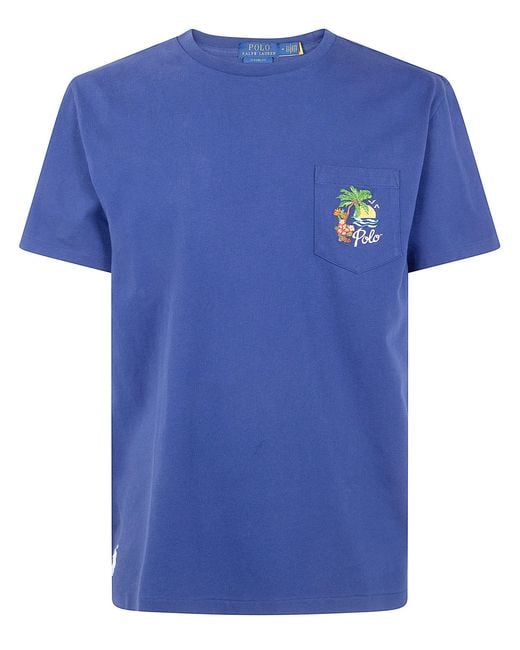 Polo Ralph Lauren Blue Short Sleeves Classic Back Print T-Shirt for men