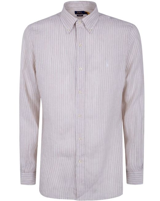 Polo Ralph Lauren White Long Sleeves Sport Stripes Shirt for men