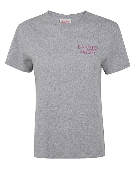 Mc2 Saint Barth Gray Cotton Crew Neck T-Shirt