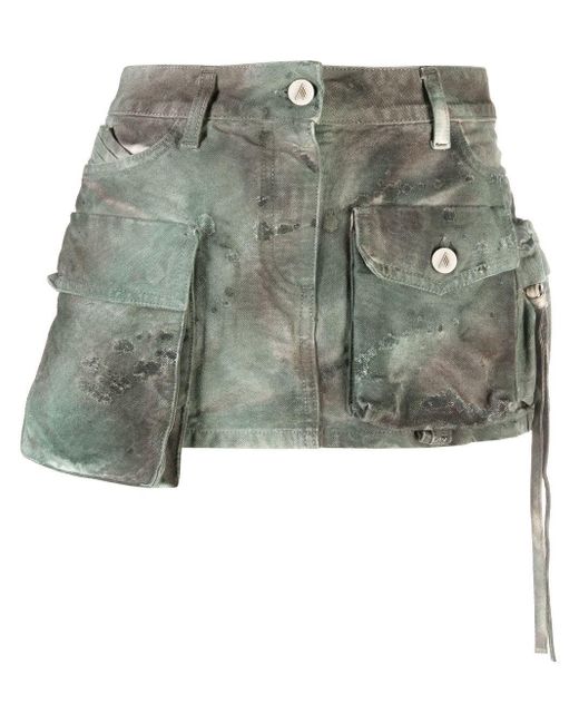 The Attico Green Fay Camouflage Denim Mini Skirt