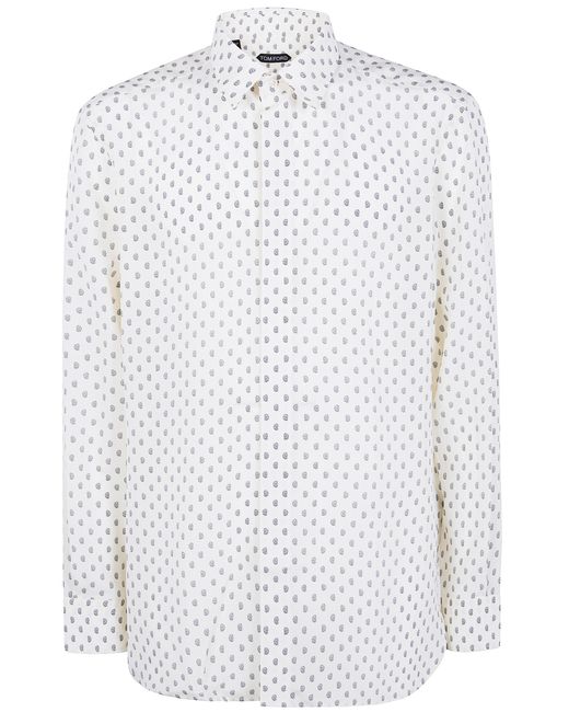 Tom Ford White Crepe De Chine Paisley Print Fluid Dit Shirt for men