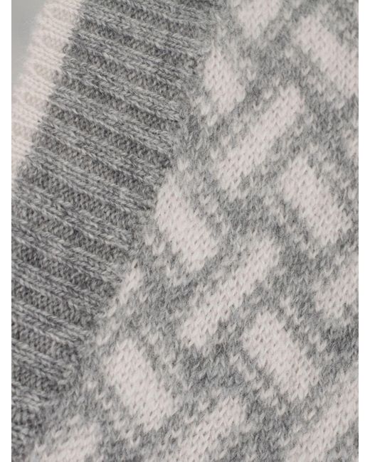 Drumohr White Grey V Neck Sweater - Grey V Neck Sweater