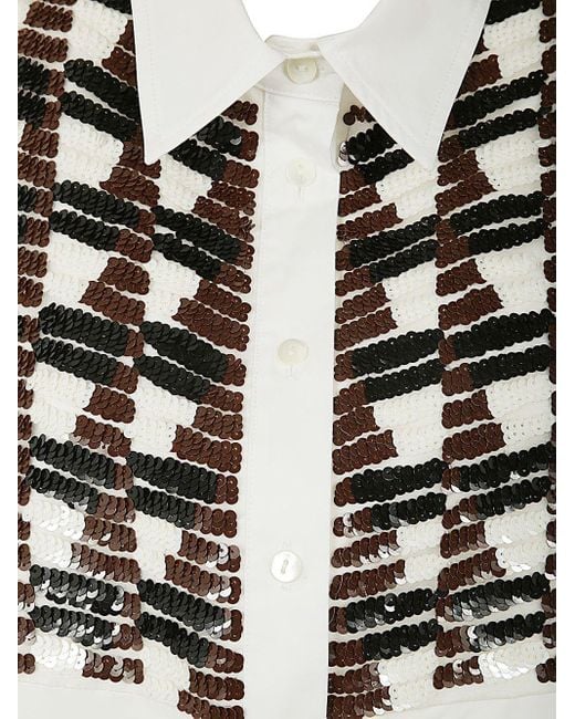 P.A.R.O.S.H. White Sequined Plastron Shirt
