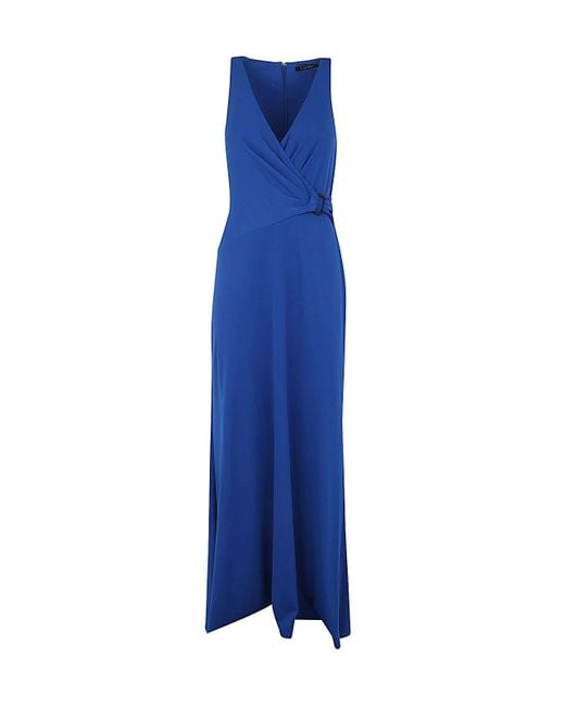 Lauren by Ralph Lauren Blue Long Dress Polyester Gown