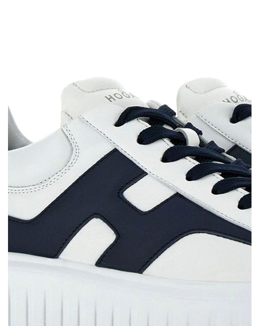 Hogan Blue H-stripes Leather Sneakers for men