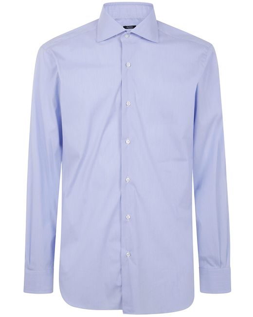 Barba Napoli Blue Popeline Stretch Shirt for men