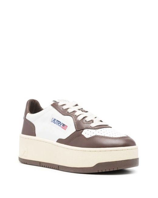 Autry White 'Medalist' Two-Tone Leather Platform Sneakers