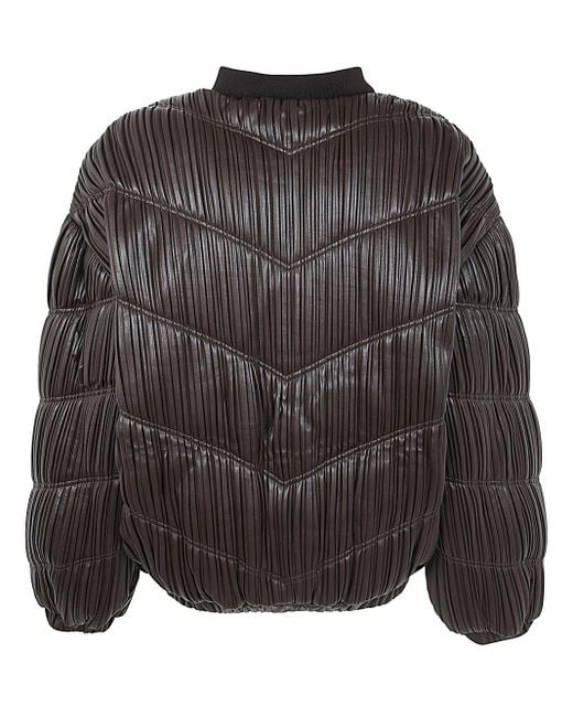 ブルゾン Rotate Birger Christensen Black Pleated Bomber With Zip Jacquard Draped Blazer Black - ROTATE Birger Christensen