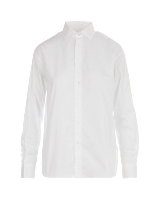 Polo Ralph Lauren White Popeline Shirt W/Rl On Wrist