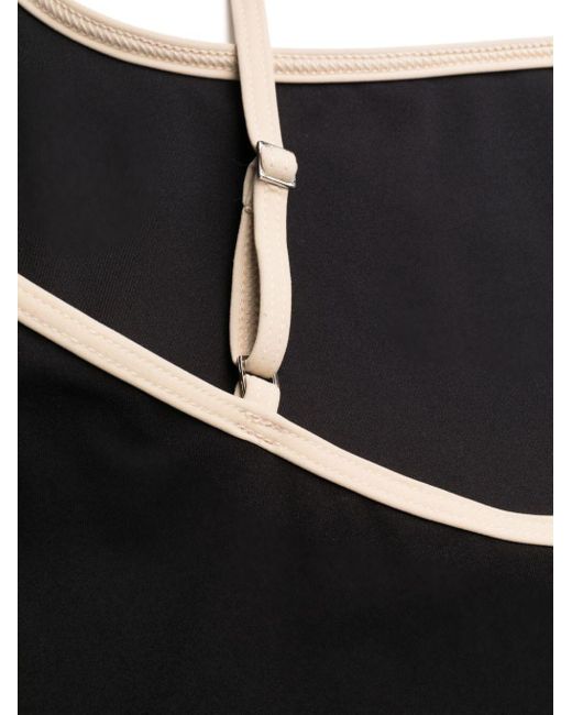 Totême  Black Striped-edge Spaghetti-strap Swimsuit