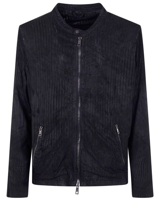 Giorgio Brato Blue Biker Jacket for men