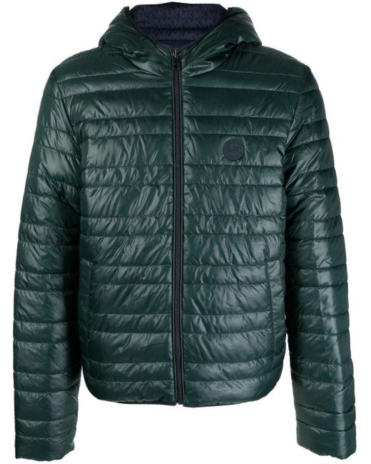 Michael Kors Green Hooded Quilted Jacket for men