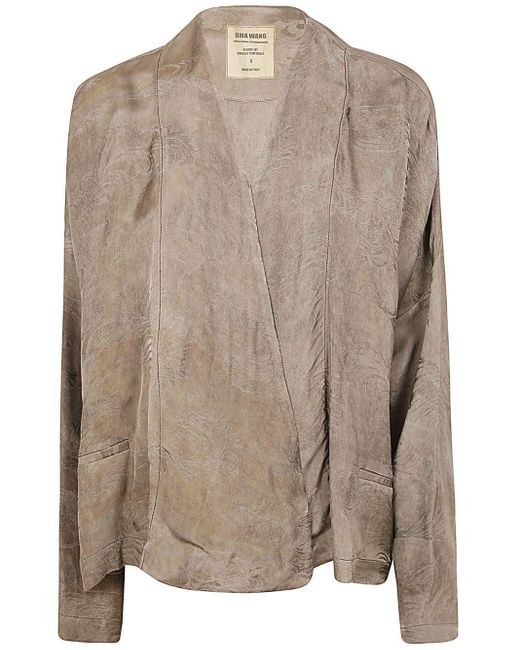 Uma Wang Brown Patterned-jacquard Asymmetric Jacket