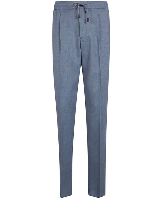 Incotex Blue Elastic Coulisse Waist Chino Trousers for men