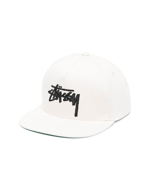 Stussy White Hat: Big Stock Point Crown for men
