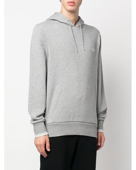 Fred Perry Gray Fp Tipped Hooded Sweatshirt for men