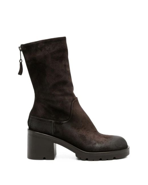 Strategia Black Boots Leather "Velour Ebony"