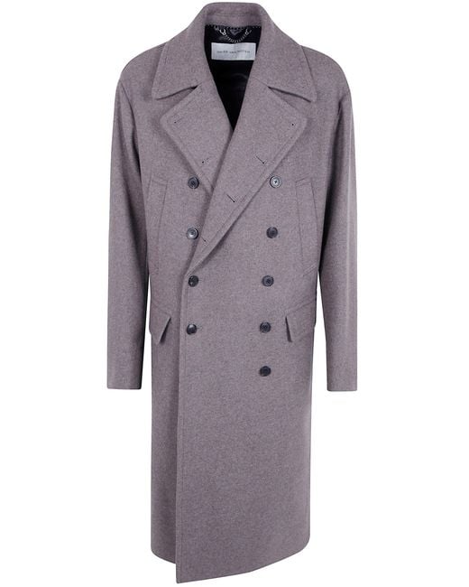 Dries Van Noten Gray Coat Double Breasted "Rascott Bis" for men