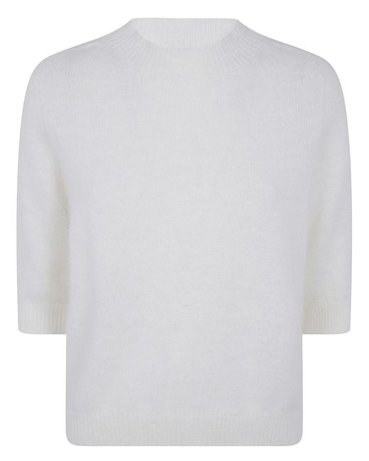 Nuur White Sweater Short Sleeves Round Neck "Boxi"