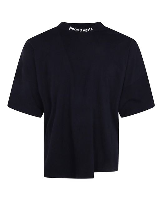 Palm Angels Blue T-Shirt Classic Logo "Over Tee" for men