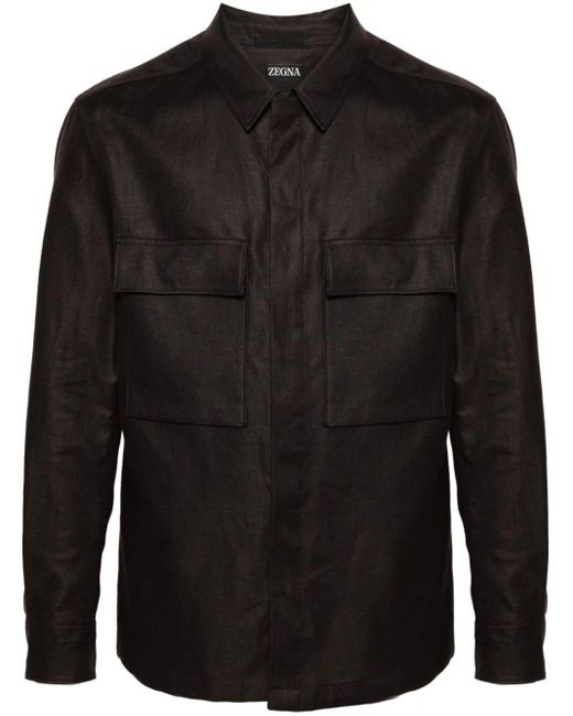 Zegna Gray Oasis Linen Overshirt Clothing for men