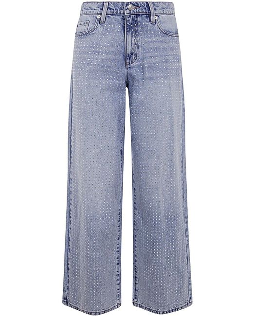 DKNY Blue High Rise Rhinestud Embellished Wide Leg