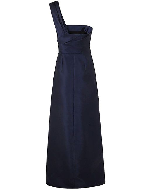 Alberta Ferretti Blue Mikado Long Dress Clothing