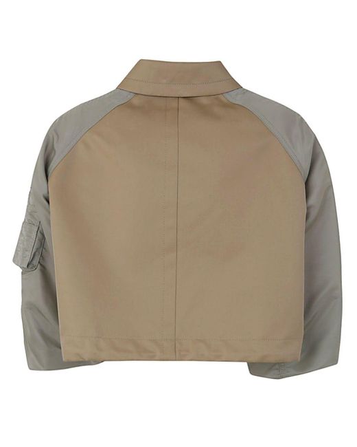 Sacai Brown Button Detailed Cropped Jacket