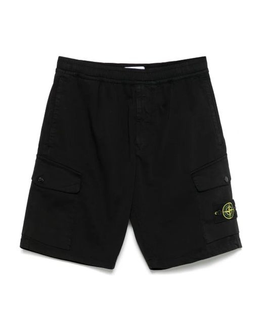 Stone Island Black Bermuda Regular Trousers for men