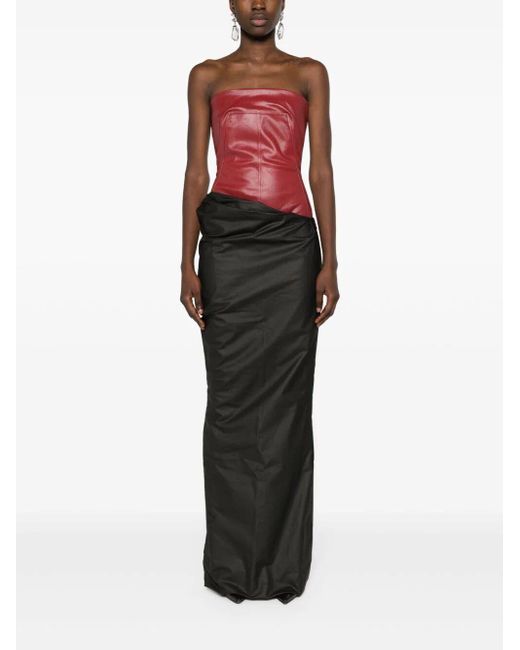 Rick Owens Red Denim Bustier Top Clothing